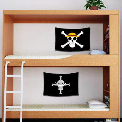 One Piece Pirate Skull Flag – Luffy Straw Hat Pirates Wall Decor & Banner for Kids' Bedroom, Gift