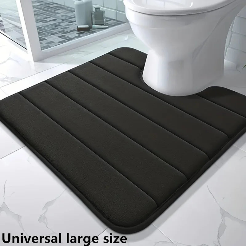 U-Shaped Toilet Mat - Memory Foam Bathroom Carpet, Anti-Skid & Super Absorbent Bath Mat