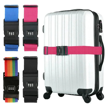 Adjustable Anti-Theft Luggage Strap — Password Lock Baggage Belt for Suitcase & Travel Bags