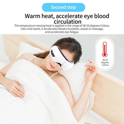 6D Smart Eye Massager — Vibration & Hot Airbag Compress, Bluetooth Music Eye Massage Glasses for Relaxation & Fatigue Relief