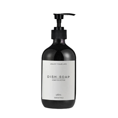 Kitchen Sink Soap Dispenser Bottle with Waterproof Labels – Refillable Dish Pump for Countertop