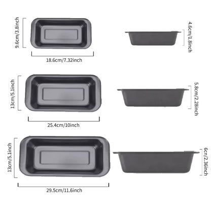 3-Piece Rectangular Nonstick Loaf Pan Set – Gray Carbon Steel Bread, Toast, Brownie & Pound Cake Baking Pans
