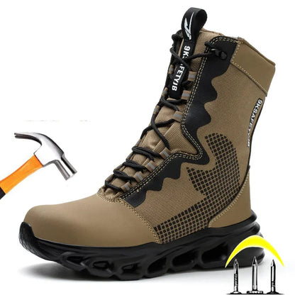 Men's Steel Toe Work Sneakers - Safety Shoes, Puncture-Proof Boots, Indestructible Lightweight Footwear for Security