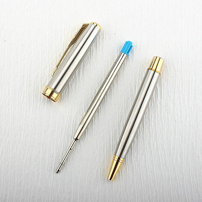 Luxury 0.7mm Metal Rollerball Pen – Blue Ink Gold Steel Signature Pen for Office & School Writing