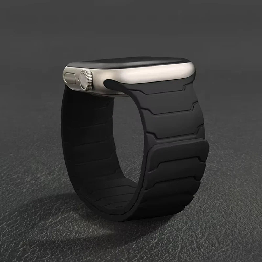 Silicone Magnetic Strap for Apple Watch - Adjustable Band for 49mm/46mm/45mm/44mm/42mm/41mm/40mm Series Ultra, SE & More