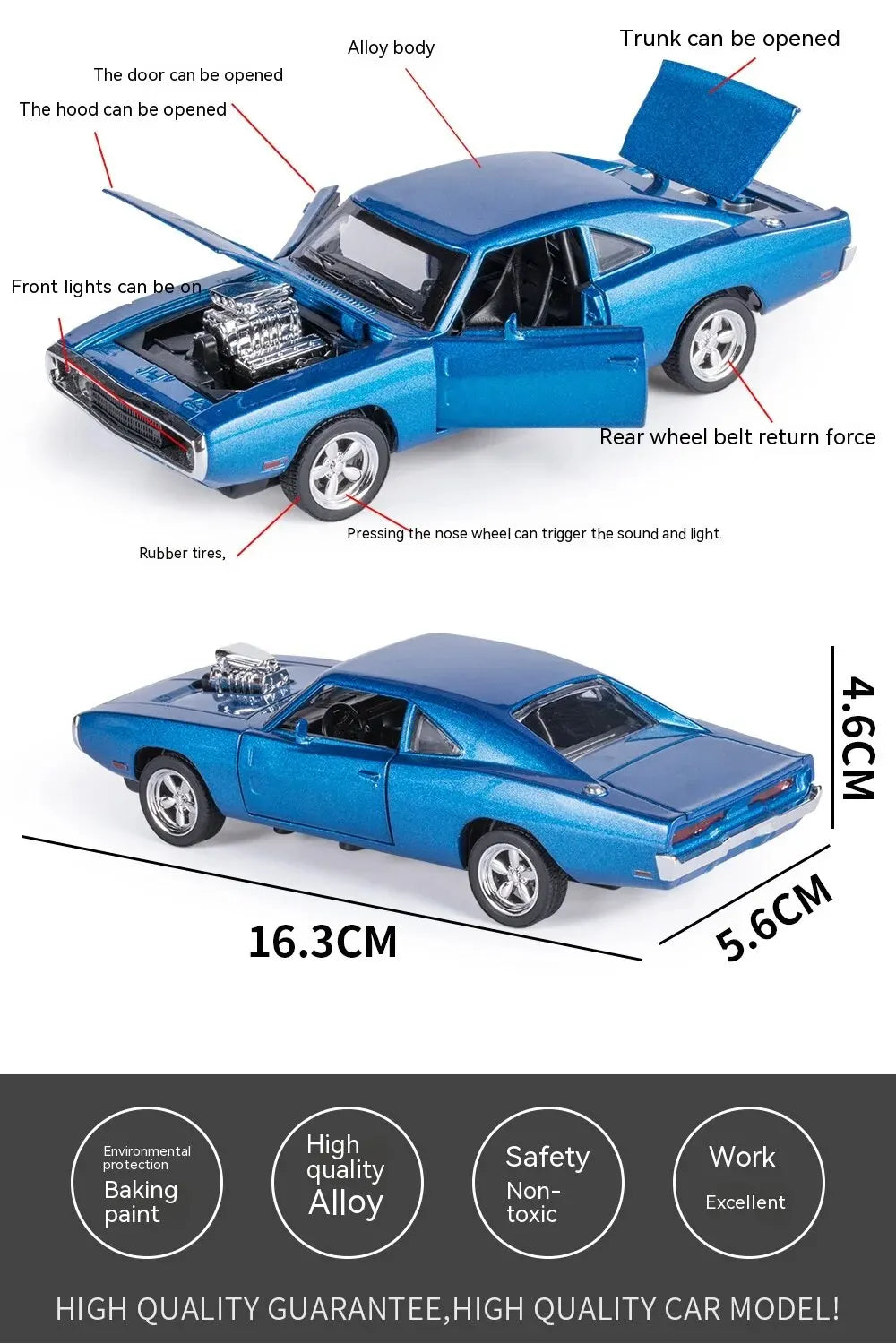 1:32 1970 Charger Alloy Diecast Model Car – Pull-Back Mini Vehicle Toy for Kids & Collectors