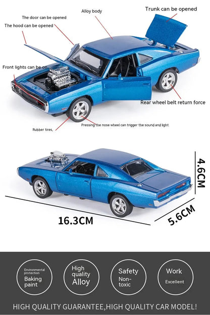 1:32 1970 Charger Alloy Diecast Model Car – Pull-Back Mini Vehicle Toy for Kids & Collectors