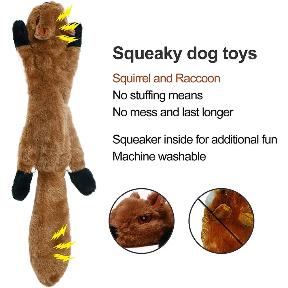 Funny Stuffingless Animal Dog Toy – Durable Plush Squeaky Chew Toy with Crinkle Sound & Squeakers for Pets