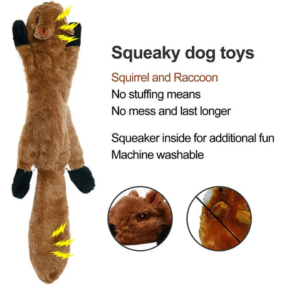Funny Stuffingless Animal Dog Toy – Durable Plush Squeaky Chew Toy with Crinkle Sound & Squeakers for Pets