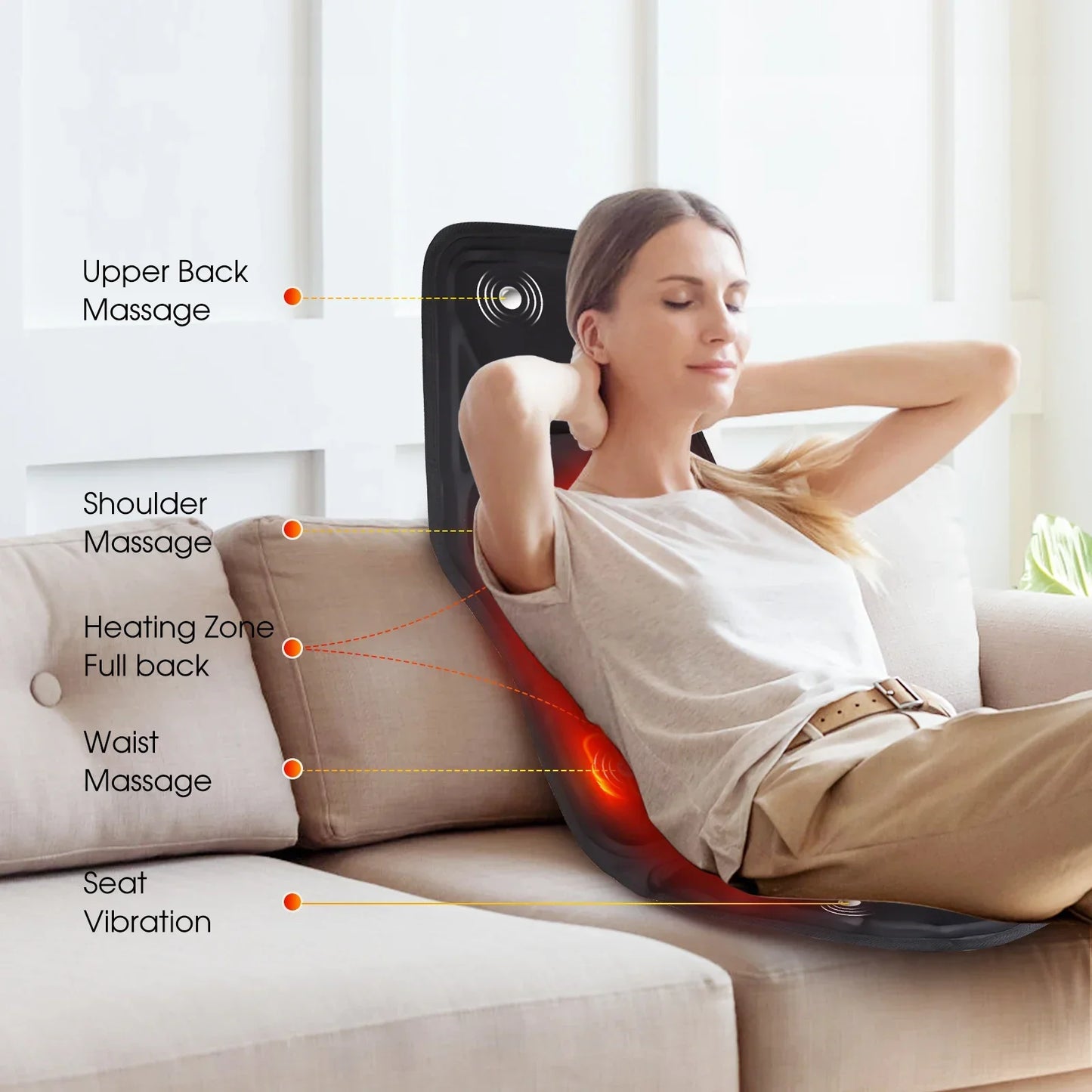 Electric Full-Body Massage Chair Cushion | Infrared Heating Vibrator for Back, Neck & Lumbar – Car, Home, Office