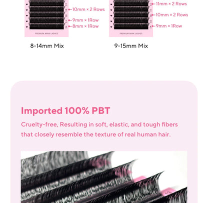 DIYDAY U-Shaped 3D Volume Eyelash Extensions — Easy-Apply Natural Wispy U YY Shape Faux Mink Lashes for Makeup