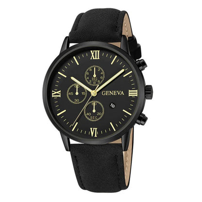 Men's Casual Watch – Leather Band Analog Quartz with Calendar Function