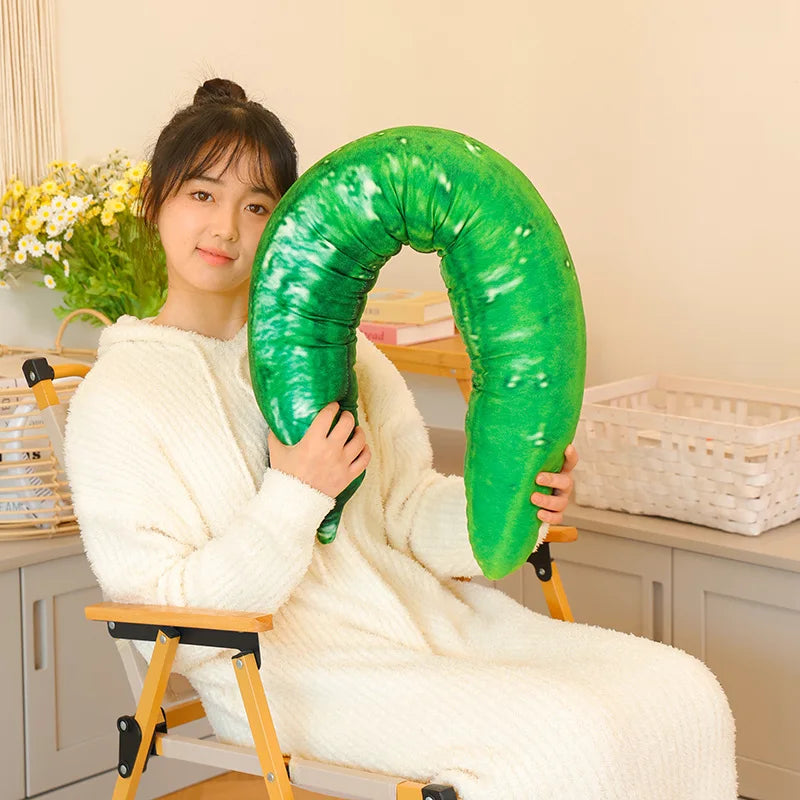 Giant Green Pickled Cucumber Plush Toy – Soft Stuffed Doll, Funny Long Pillow for Sleep, Home Decor & Birthday Gift