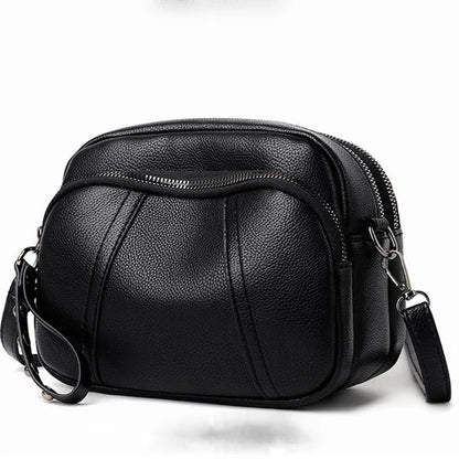 Women's Rivet Zipper Crossbody Bag – Solid Color Soft Leather Mobile Phone Shoulder Purse