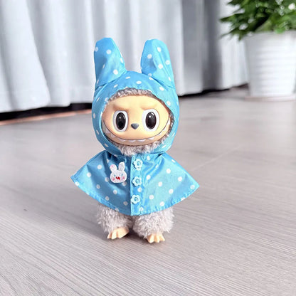 17CM Labubu Monster Doll Clothes – DIY Colorful Raincoat Outfit with Cute Candy Dots, Kids’ Gift Accessories