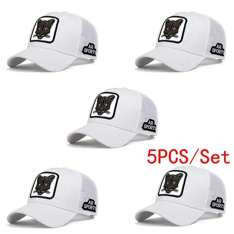 Panther Embroidery Baseball Cap - Unisex Adjustable Mesh Sun Protection Hat for Spring & Summer Outdoor Wear