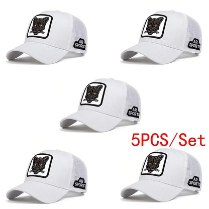 Panther Embroidery Baseball Cap - Unisex Adjustable Mesh Sun Protection Hat for Spring & Summer Outdoor Wear