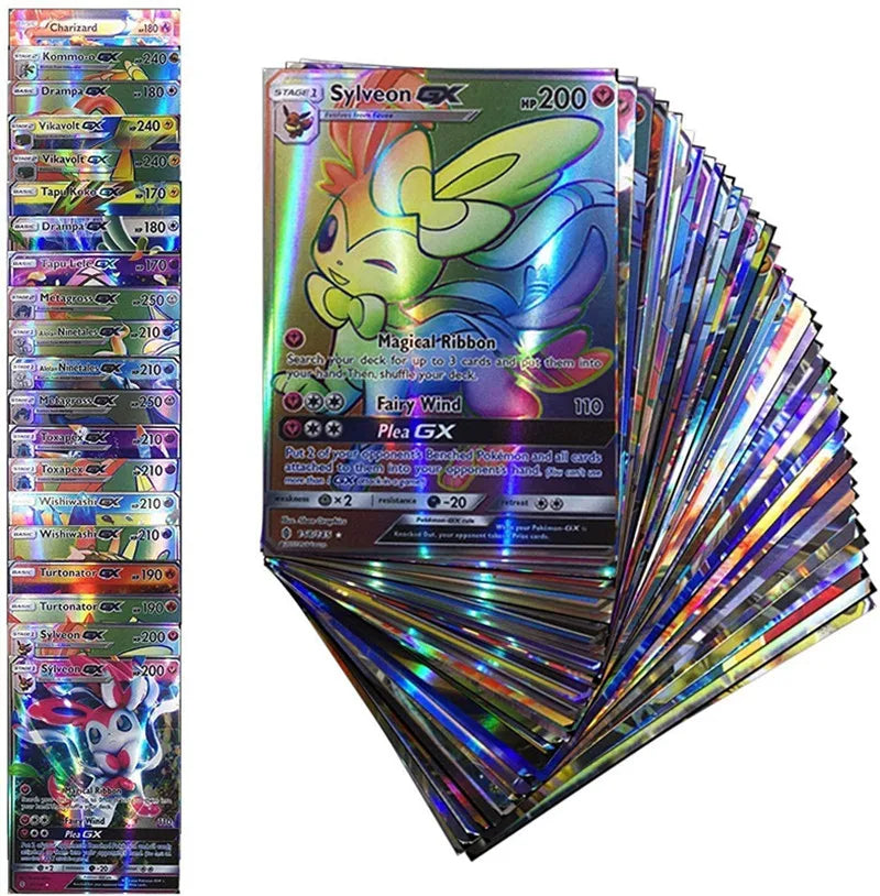 20pcs English Pokémon Cards – GX, Tag Team, VMAX, EX, Mega Shining Trading Cards for Game Battle Collection, Kids’ Toys & Gifts