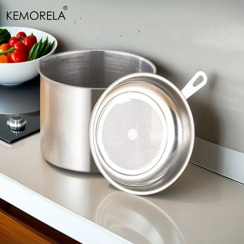 Stainless Steel Oil Filter Pot - 1.1L/1.3L Cooking Oil Strainer Container with Lid & Heat Resistant Fat Separator