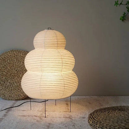 Japanese Akari Noguchi Yong Table Lamp - White Rice Paper Decorative Desk Light for Bedroom, Living Room, & Study