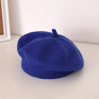 Flower Baby Beret Hat - Warm Knitted Winter Beanie Cap for Infant Girls & Toddlers