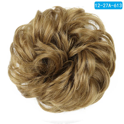 AZQUEEN Messy Bun Hair Extension – Synthetic Curly Wave Chignon Scrunchie, Elastic Band Updo Hairpiece for Women