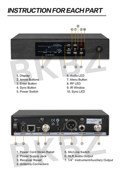 QLXD4 Beta58A Wireless Microphone — 500/600MHz UHF Professional Handheld Mic for Stage, Karaoke & Singing Performance