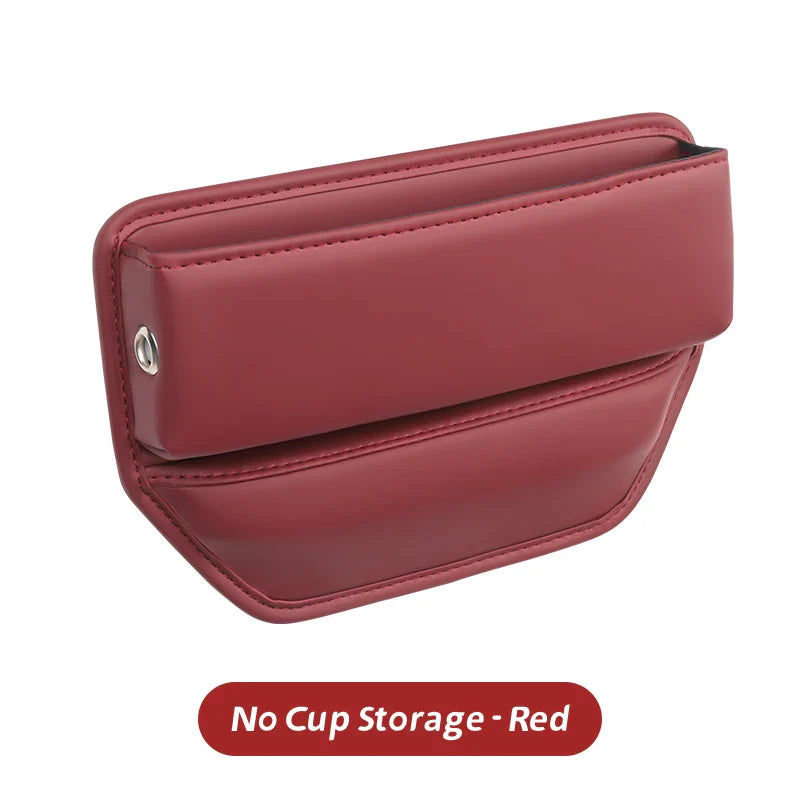 Leather Car Seat Gap Organizer – Multifunction Console Crevice Filler, Side Storage Box with Cup Holder, Car Interior Storage Pocket