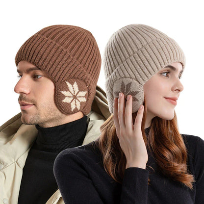 Men's Winter Warm Knitted Wool Beanie - Outdoor Plus Velvet Hat with Ear Protection for Women