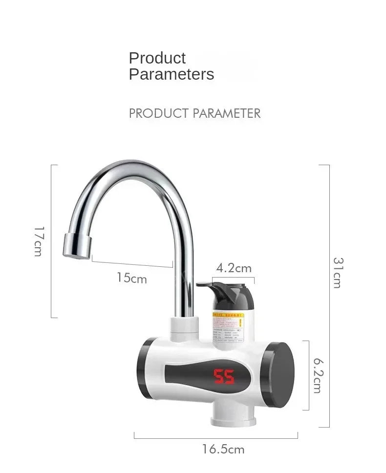 Electric Instant Kitchen Water Heater Faucet — Tankless Hot & Cold Heating Tap