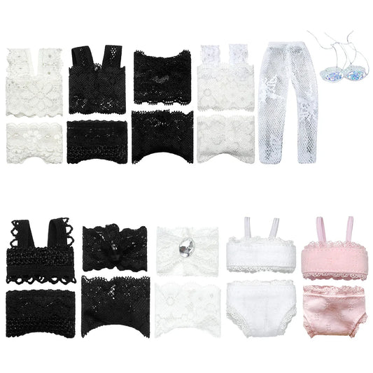 Soft Lace Underwear for 30cm Dolls – Bra & Briefs for Blythe 1/6 BJD Dolls, Dollhouse Kids Toy Clothing
