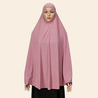 Women’s Full Cover Muslim Abaya – Solid Color Cotton Hemp Inner Hijab & Long Shawl Ramadan Prayer Dress