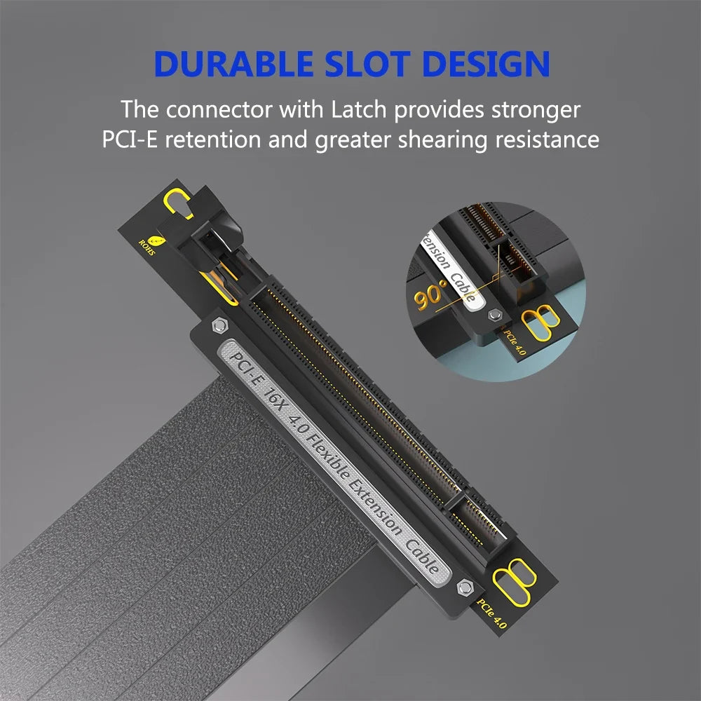 PCIe 4.0 GPU Riser Extension Cable - Shielded High Speed PCI Express 16X Graphics Card Adapter with 90/180 Degree Connector