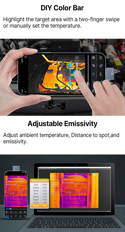 P2Pro Thermal Imager with 15X Magnetic Macro Lens – Infrared Camera for Phone, PCB & HVAC Inspection Tool