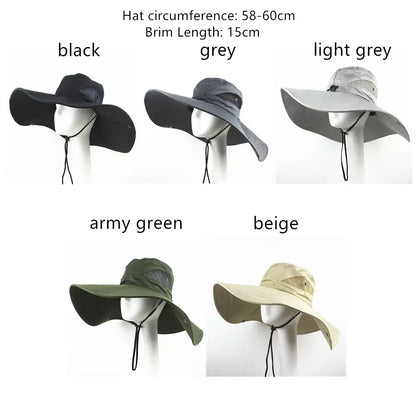Wide Brim Boonie Bucket Hat – UV Sun Protection for Men and Women – Ideal for Summer Fishing