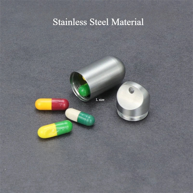 Portable Waterproof Metal Capsule Box – Mini Stainless Steel Pill Case Holder for Medicine, EDC Tool, and Seal Bottle