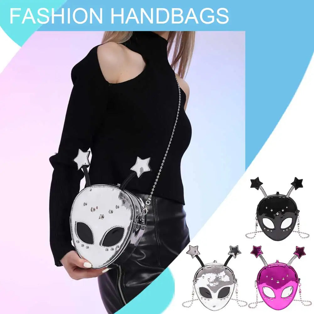 Alien Pattern PU Leather Shoulder Bag – Halloween Chic Crossbody Messenger Purse for Women & Girls