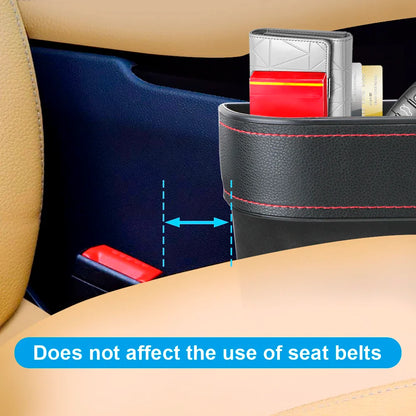 Car Seat Gap Organizer – Leather Auto Crevice Storage Box with Cup & Phone Holder, USB Option