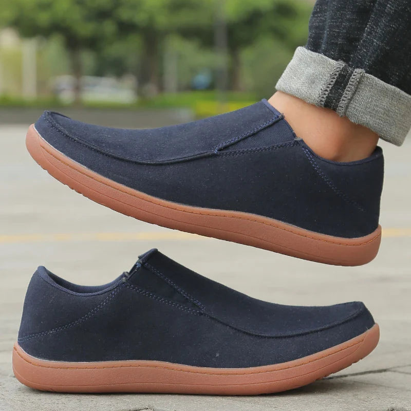 Fujeak Men’s Casual Loafers — Plus Size Non-Slip Wide Sneakers, 2024 Vulcanized Barefoot Shoes