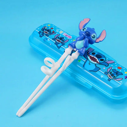 Disney Kids Tableware Set — Lightning McQueen, Mickey, Minnie, Stitch & Princess Elsa Training Chopsticks and Spoons