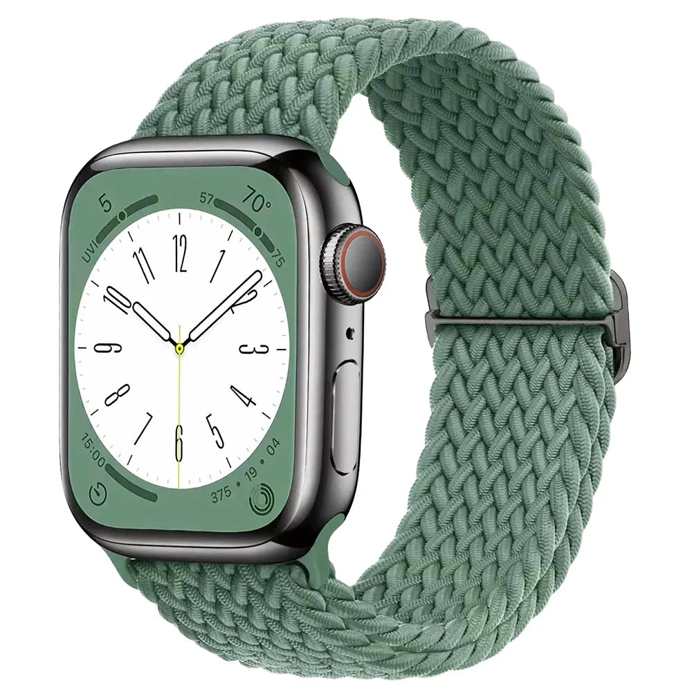 Braided Solo Loop Apple Watch Ultra Band – Elastic Nylon Adjustable Bracelet Strap for iWatch SE, Series 3–9 (38mm–49mm)