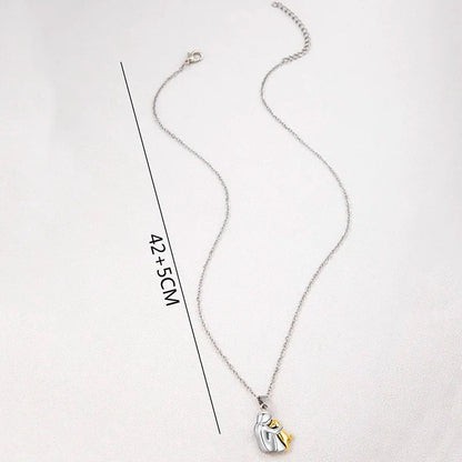 Two-Tone Girl Hugging Dog Necklace - Cute Fashion Pendant for Women and Pet Lovers - Jewelry Accessories
