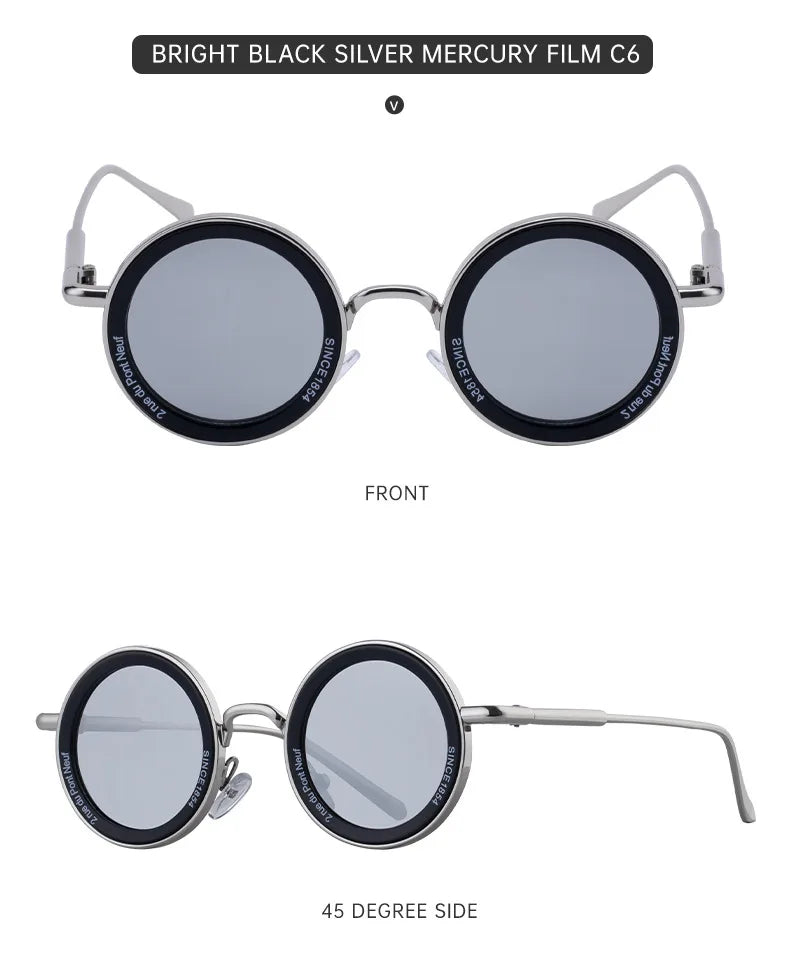 Round Steampunk Sunglasses — Vintage Punk Retro Fashion Glasses for Men & Women