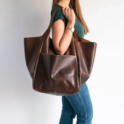 Rretro Handmade Large Beach Tote Bag – High Capacity Zipper Shoulder Handbag for Ladies
