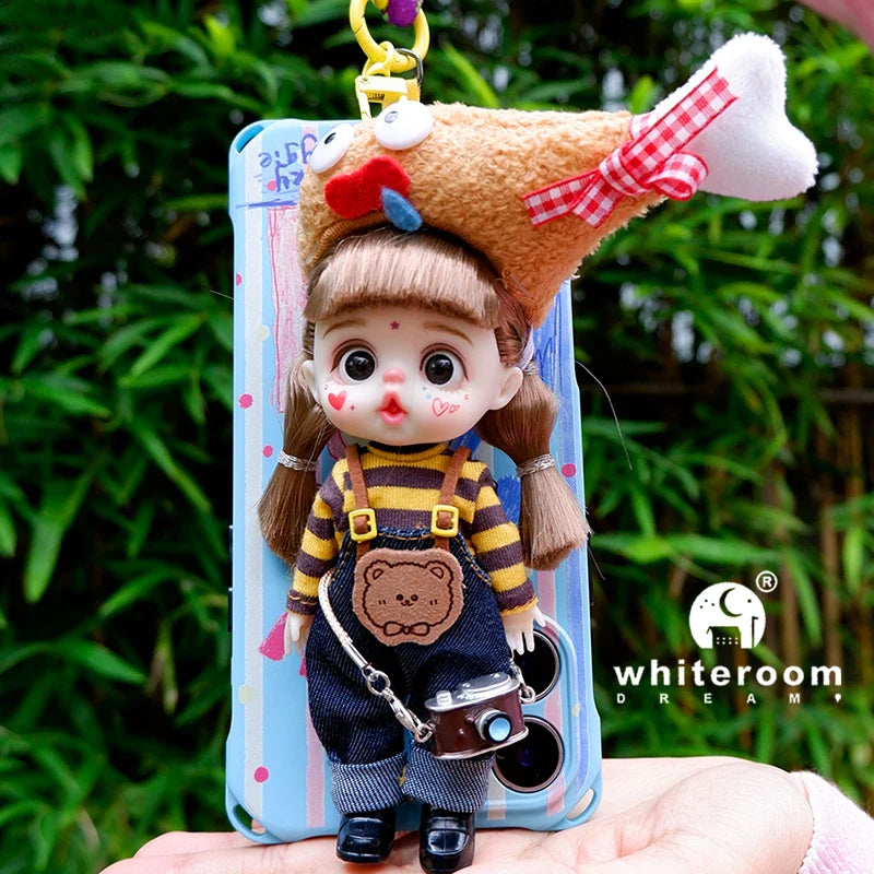 Mini Labbu Pocket Doll – Jointed Blythe-Style Boy & Girl Doll for Girls, Rainbow Ball Mobile Phone Decoration