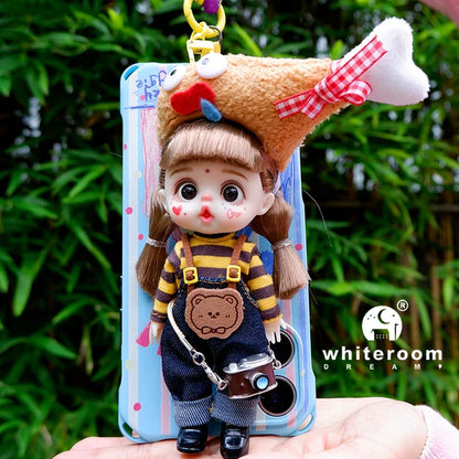 Mini Labbu Pocket Doll – Jointed Blythe-Style Boy & Girl Doll for Girls, Rainbow Ball Mobile Phone Decoration
