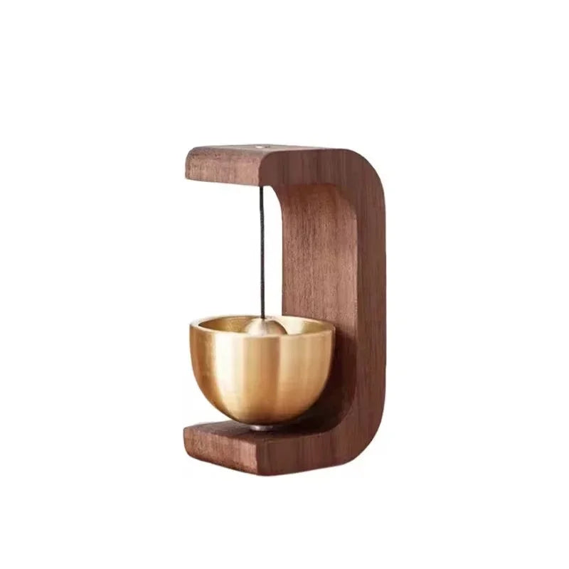Magnetic Wooden Doorbell - Solid Brass Wind Chimes, Wireless Hanging Doorbell, Japanese Style Garden Pendant & Home Decor