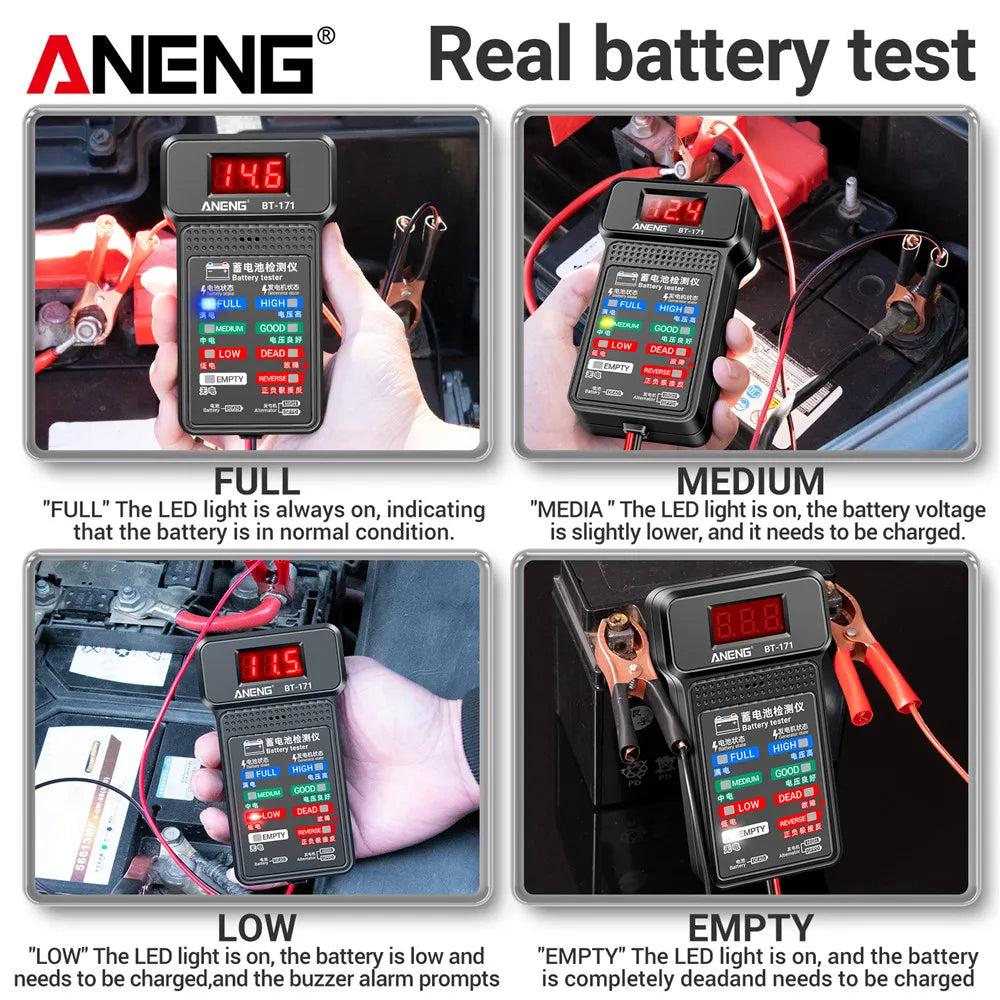 ANENG BT-171 Multifunctional Battery Tester — 12V Auto Repair Diagnostic Tool with LED Display for Electricians