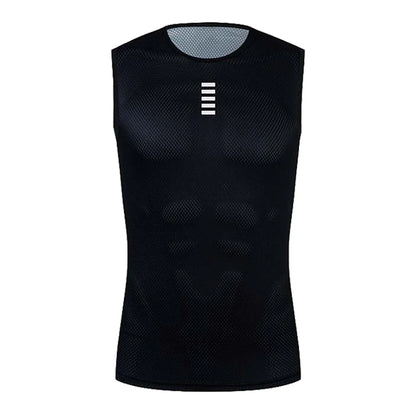 Reflective Cycling Base Layer Quick-Dry Vest – High Elasticity White Cycling Undershirt for Men Sport & Bike Jersey