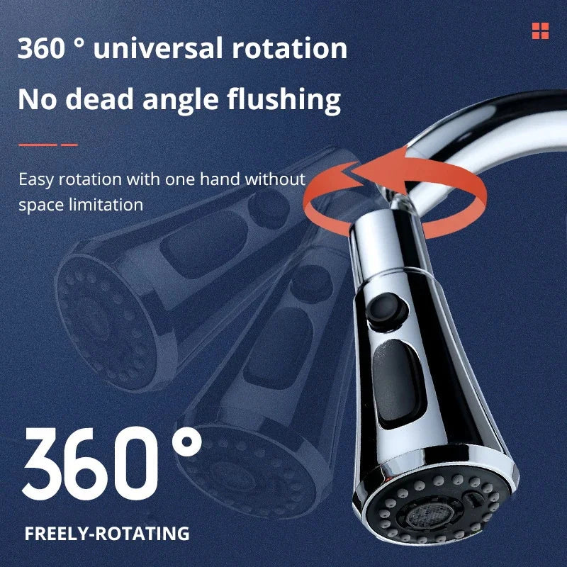 Metal Alloy Faucet Extender with 3 Modes – Water-Saving Home Shower Spray Filter